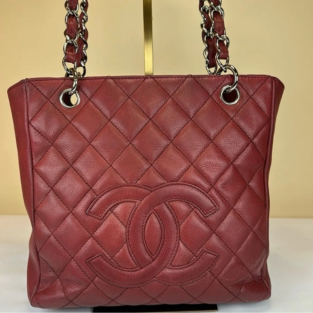 CHANEL CC Caviar Petite Shopping Tote PST Silver Hardware‎